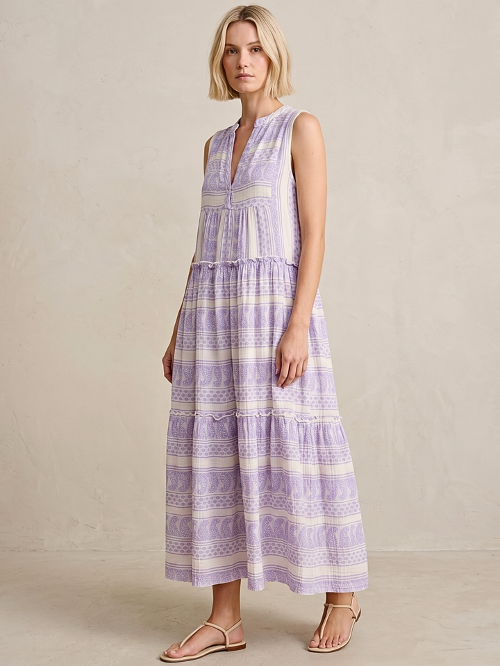 BALENCIA TIERED SLEEVELESS MAXI DRESS