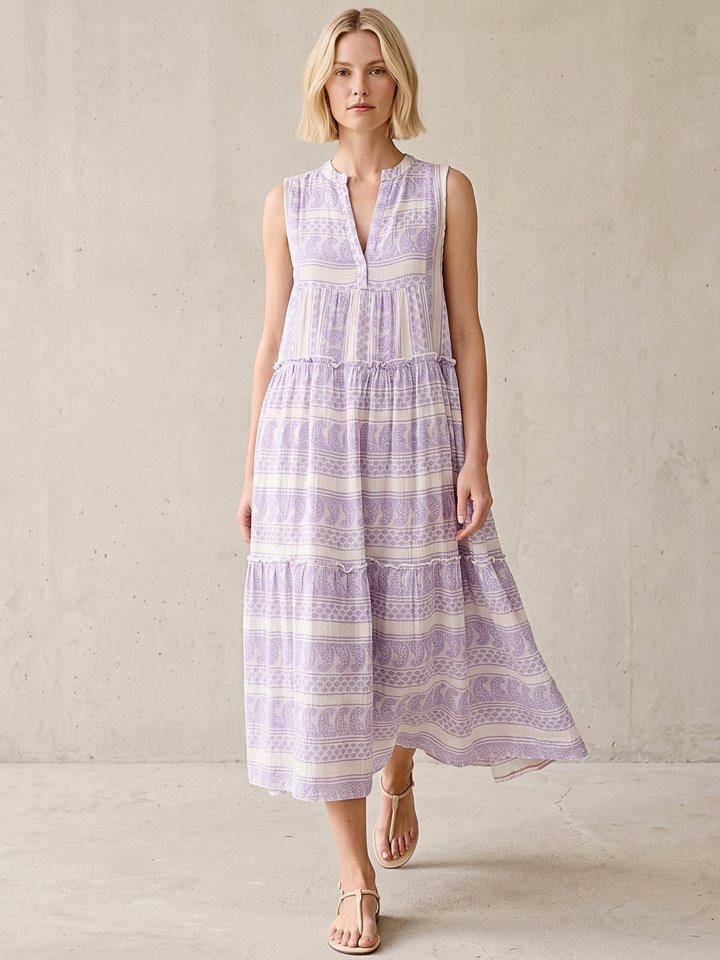 BALENCIA TIERED SLEEVELESS MAXI DRESS