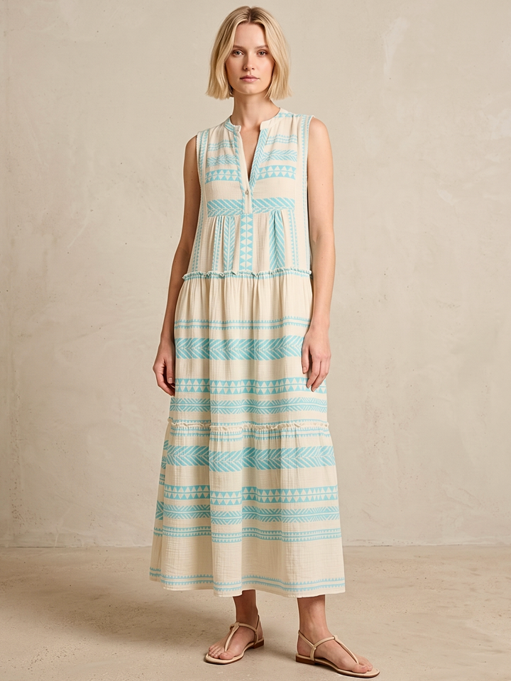 BALENCIA TIERED SLEEVELESS MAXI DRESS