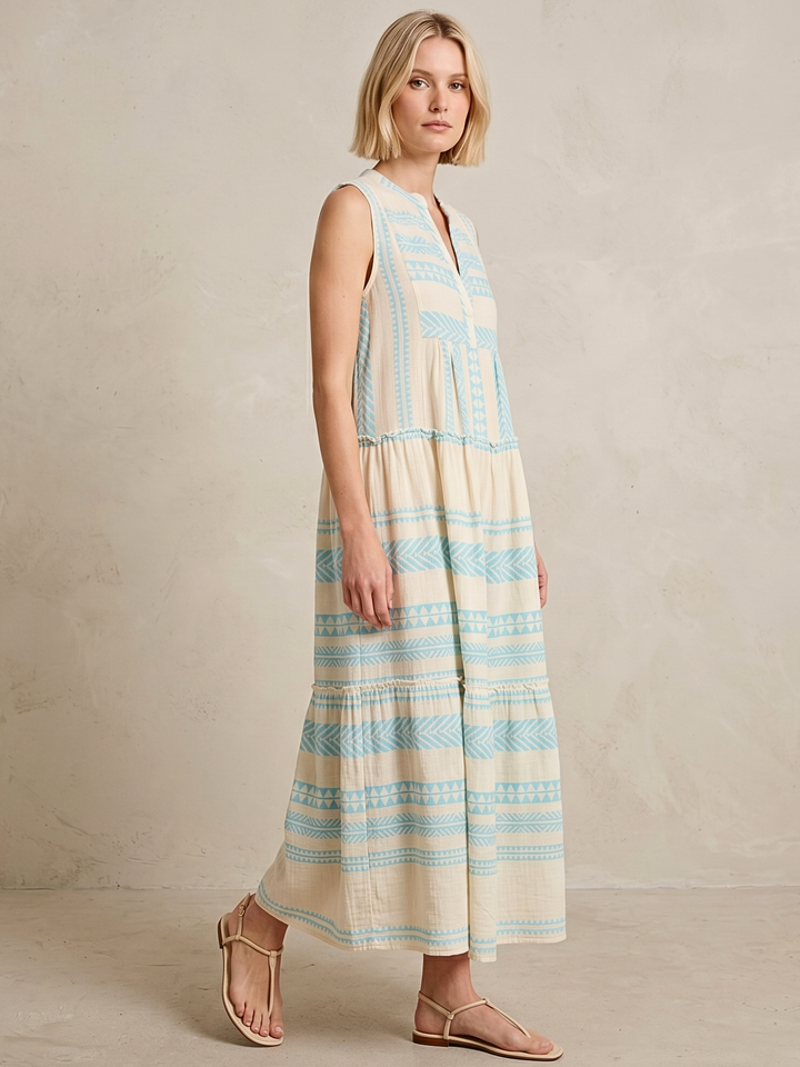 BALENCIA TIERED SLEEVELESS MAXI DRESS