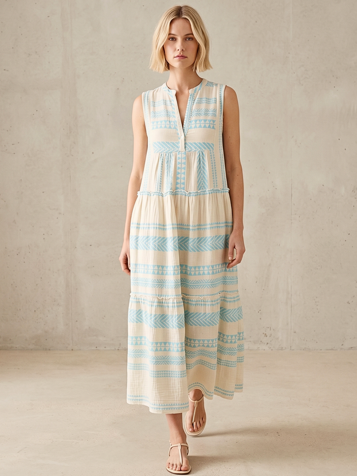 BALENCIA TIERED SLEEVELESS MAXI DRESS