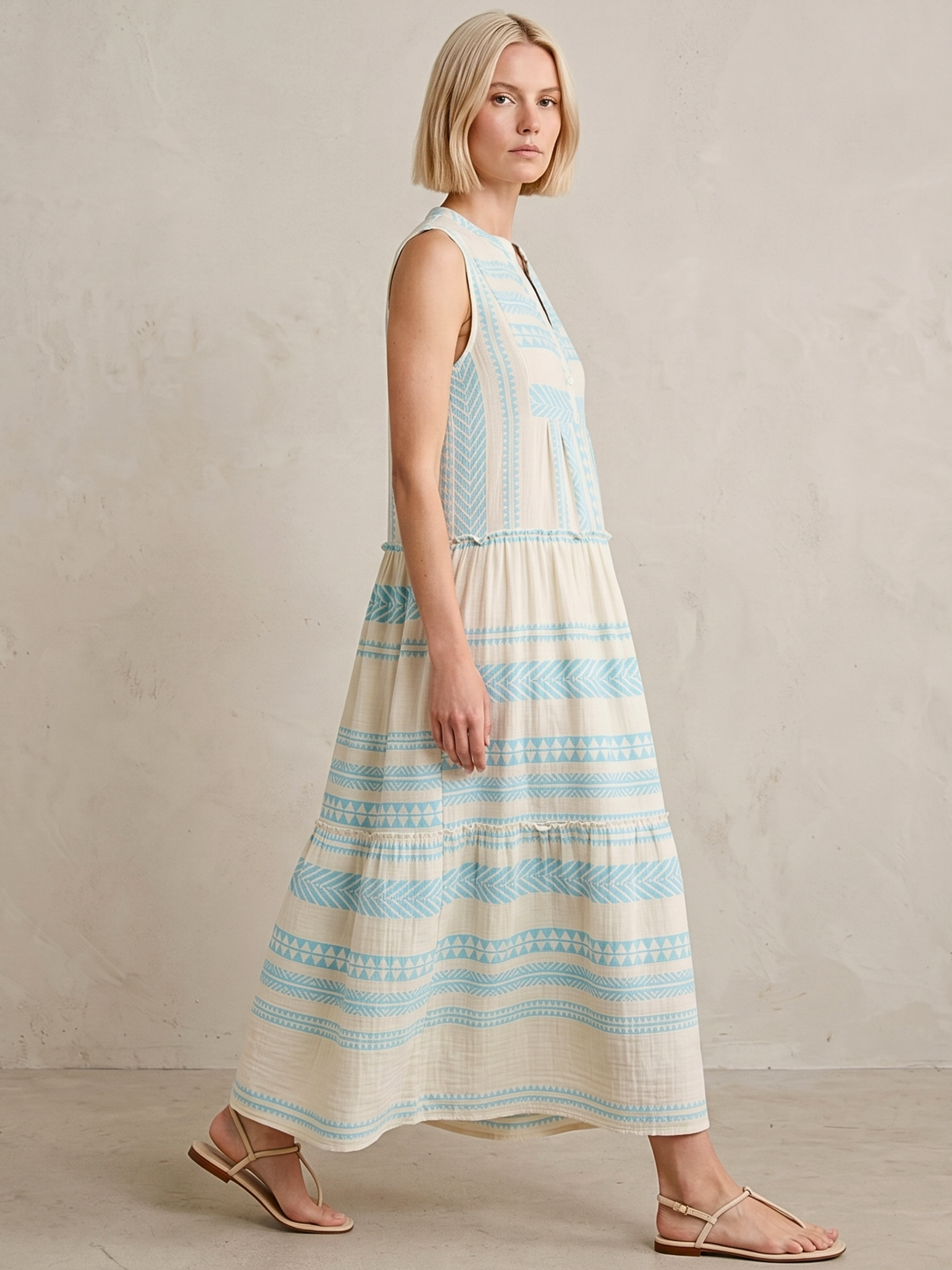 BALENCIA TIERED SLEEVELESS MAXI DRESS