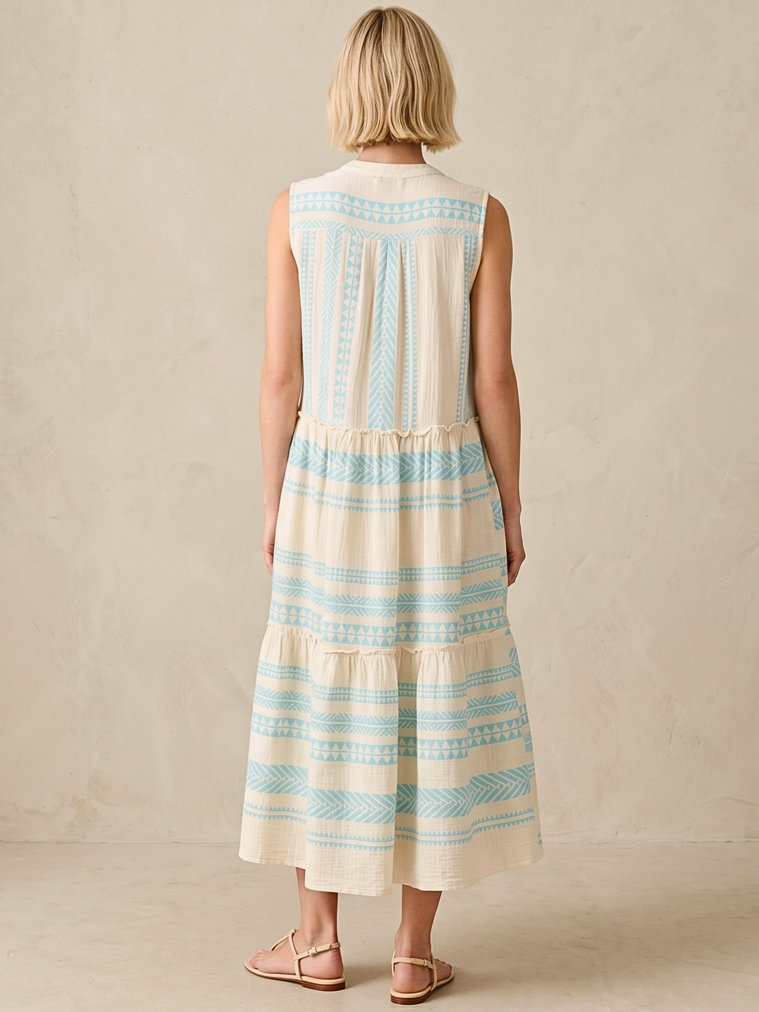 BALENCIA TIERED SLEEVELESS MAXI DRESS