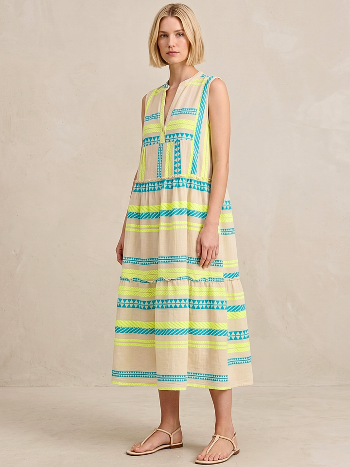 BALENCIA TIERED SLEEVELESS MAXI DRESS