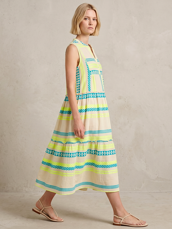BALENCIA TIERED SLEEVELESS MAXI DRESS
