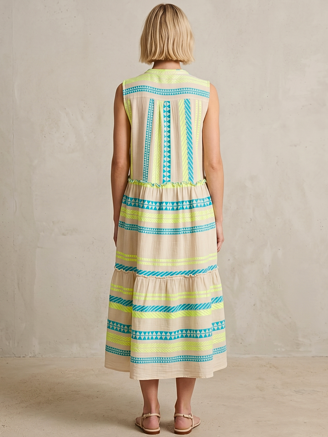 BALENCIA TIERED SLEEVELESS MAXI DRESS
