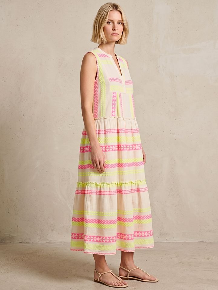 BALENCIA TIERED SLEEVELESS MAXI DRESS