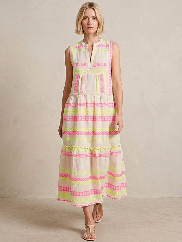 BALENCIA TIERED SLEEVELESS MAXI DRESS
