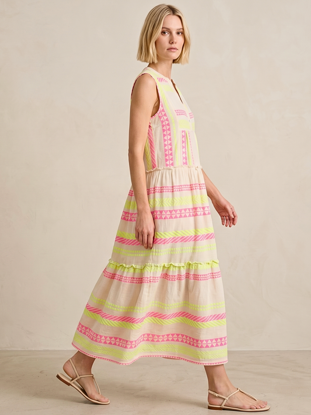 BALENCIA TIERED SLEEVELESS MAXI DRESS