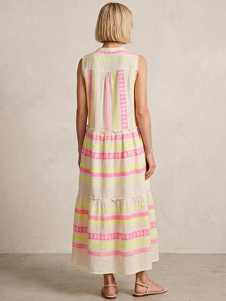 BALENCIA TIERED SLEEVELESS MAXI DRESS