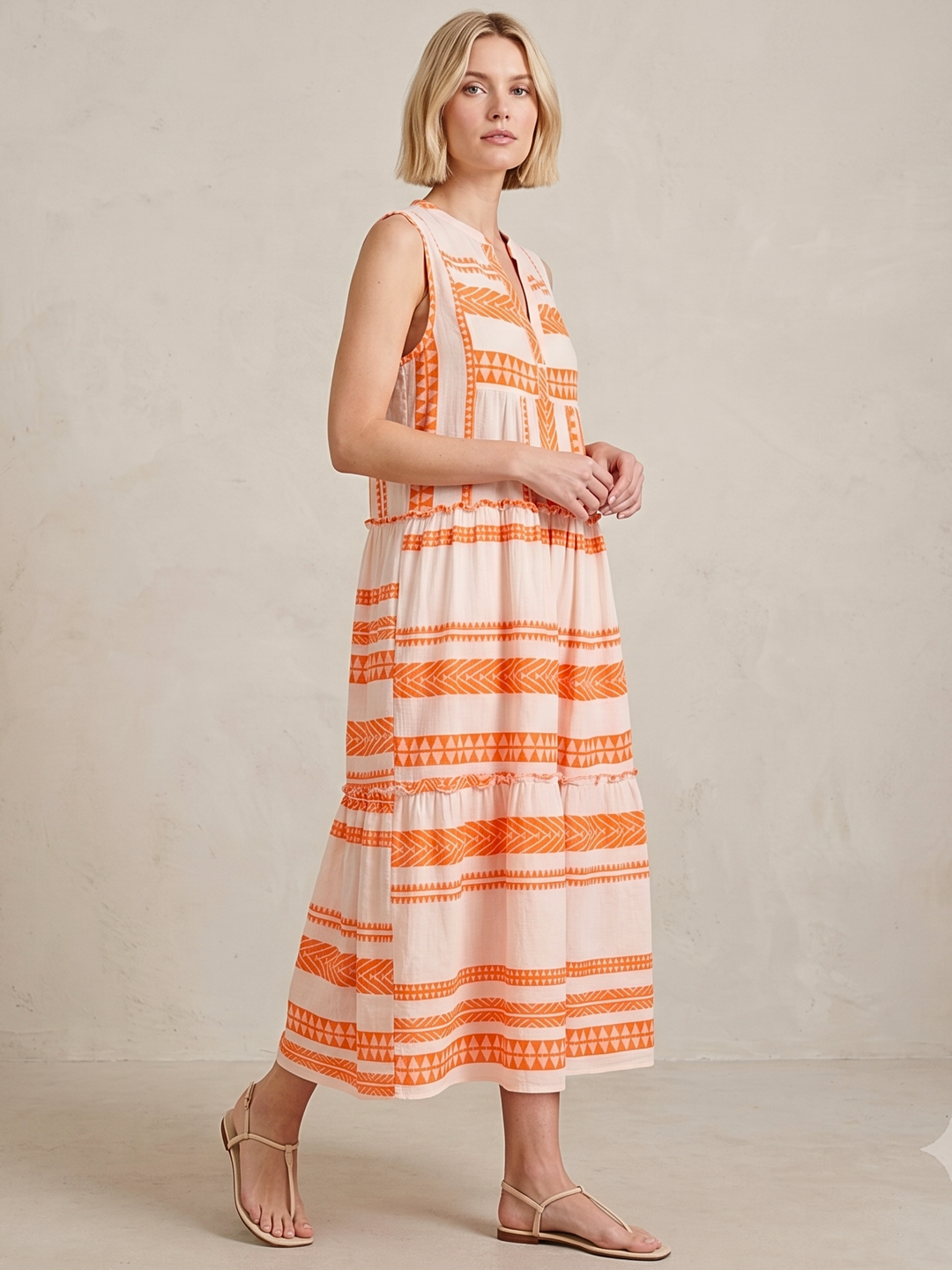 BALENCIA TIERED SLEEVELESS MAXI DRESS