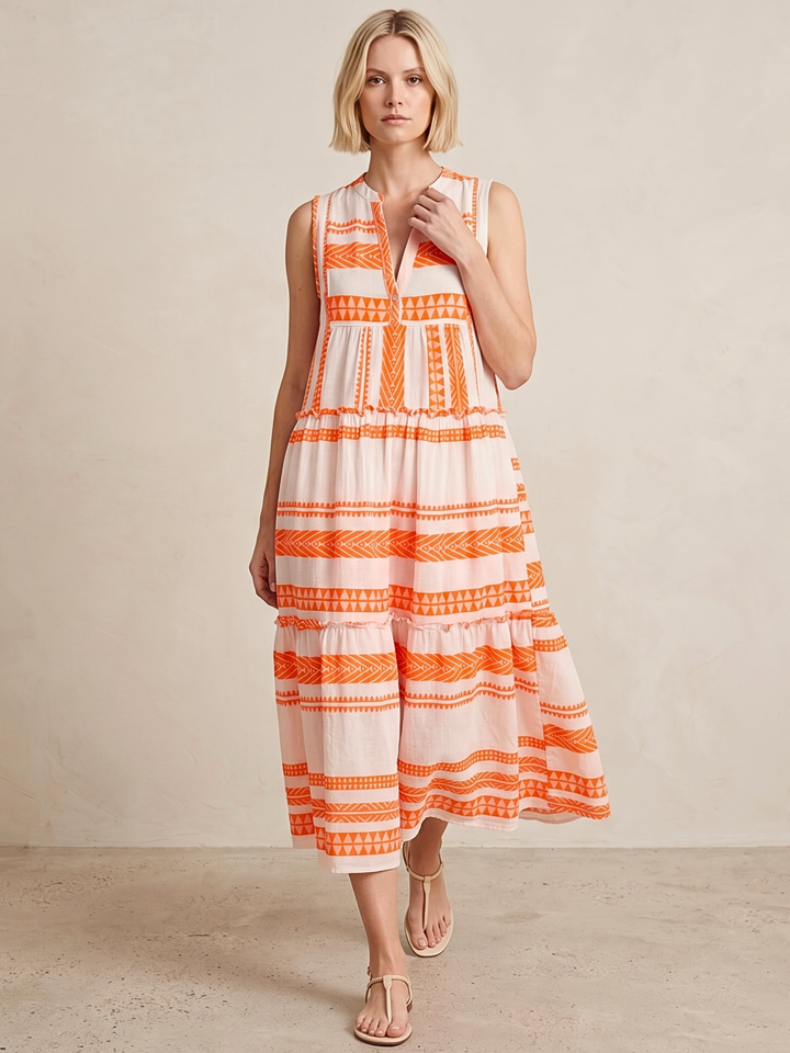 BALENCIA TIERED SLEEVELESS MAXI DRESS