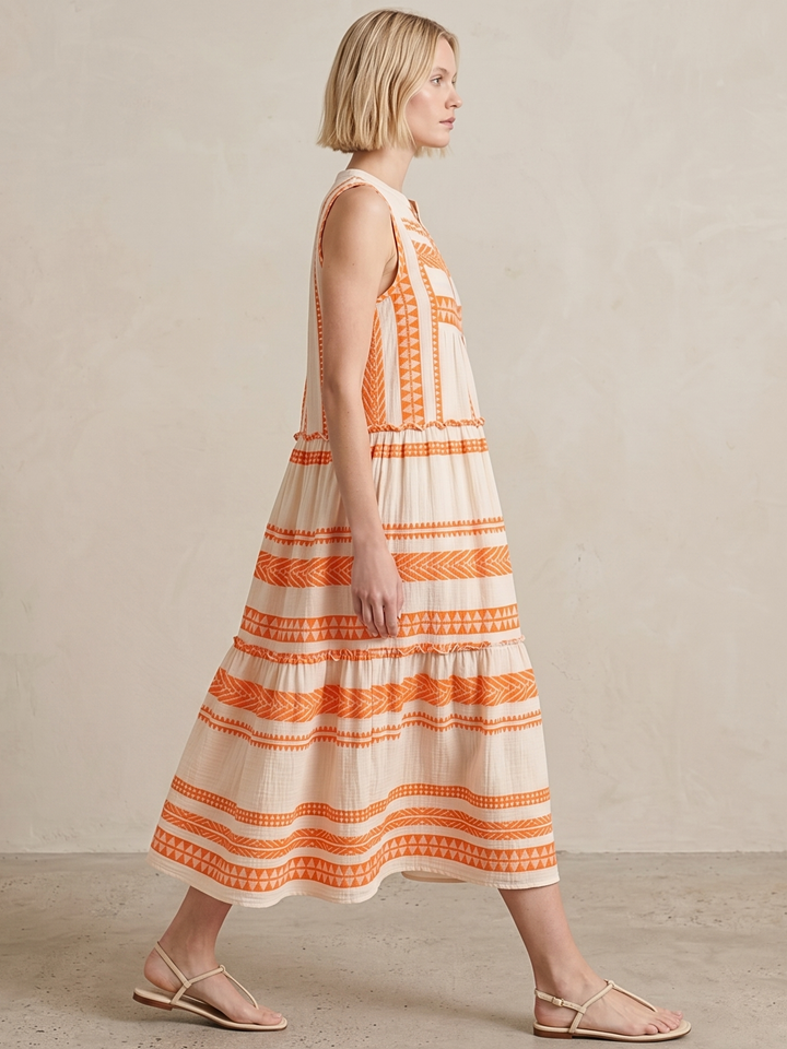 BALENCIA TIERED SLEEVELESS MAXI DRESS