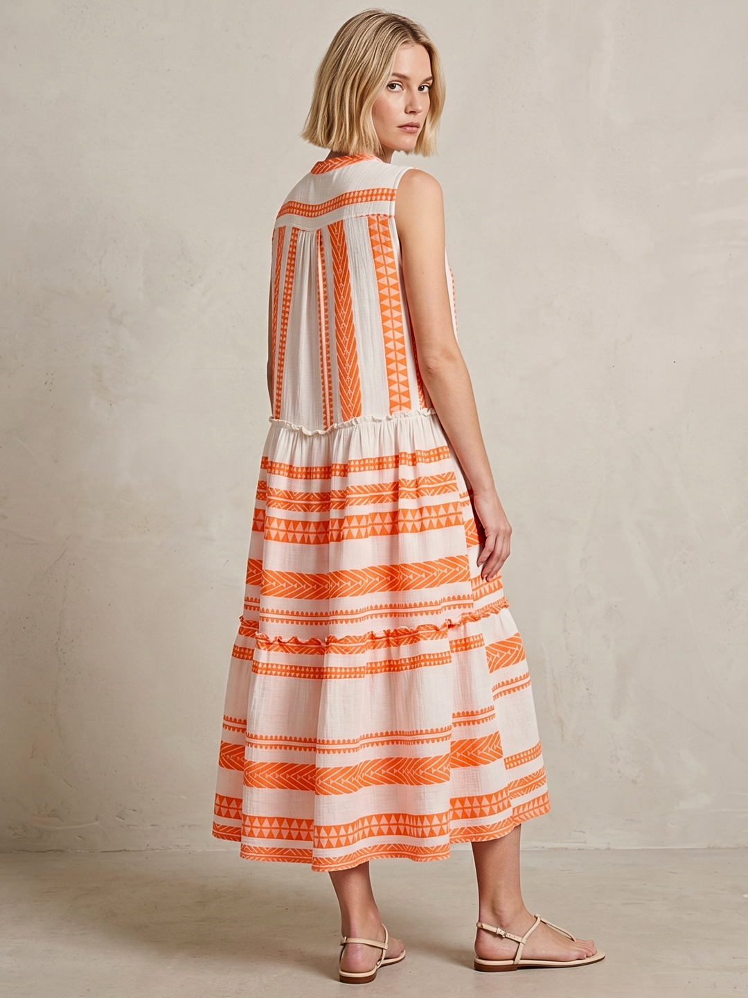 BALENCIA TIERED SLEEVELESS MAXI DRESS