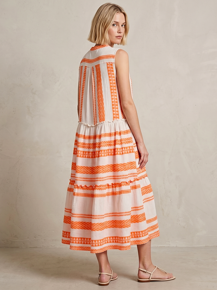 BALENCIA TIERED SLEEVELESS MAXI DRESS