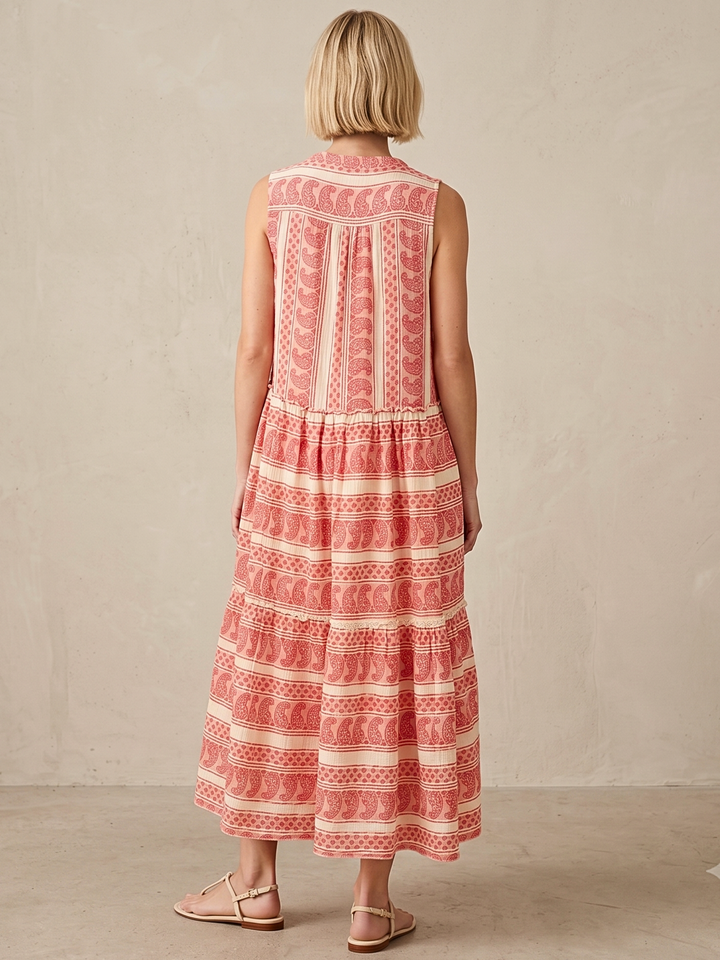 BALENCIA TIERED SLEEVELESS MAXI DRESS
