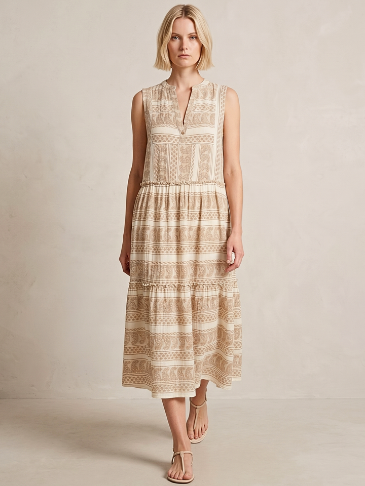 BALENCIA TIERED SLEEVELESS MAXI DRESS