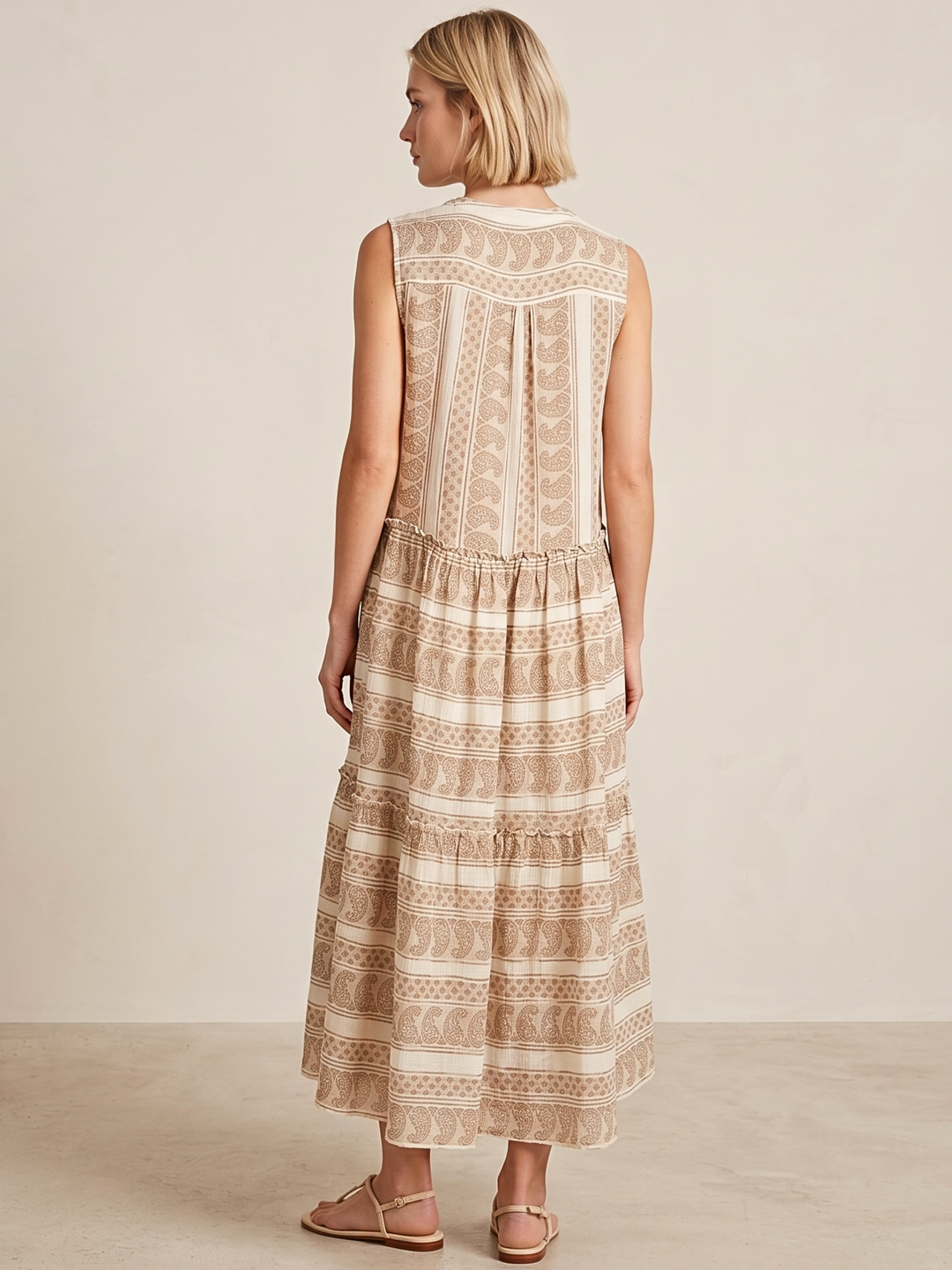 BALENCIA TIERED SLEEVELESS MAXI DRESS