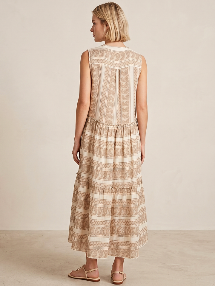 BALENCIA TIERED SLEEVELESS MAXI DRESS