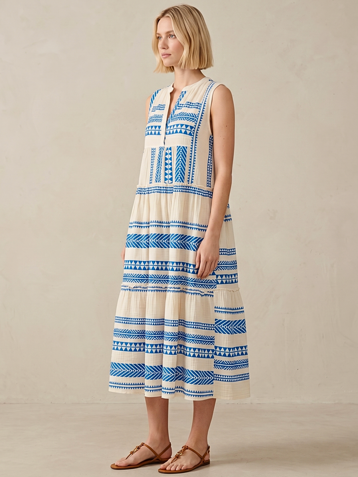 BALENCIA TIERED SLEEVELESS MAXI DRESS