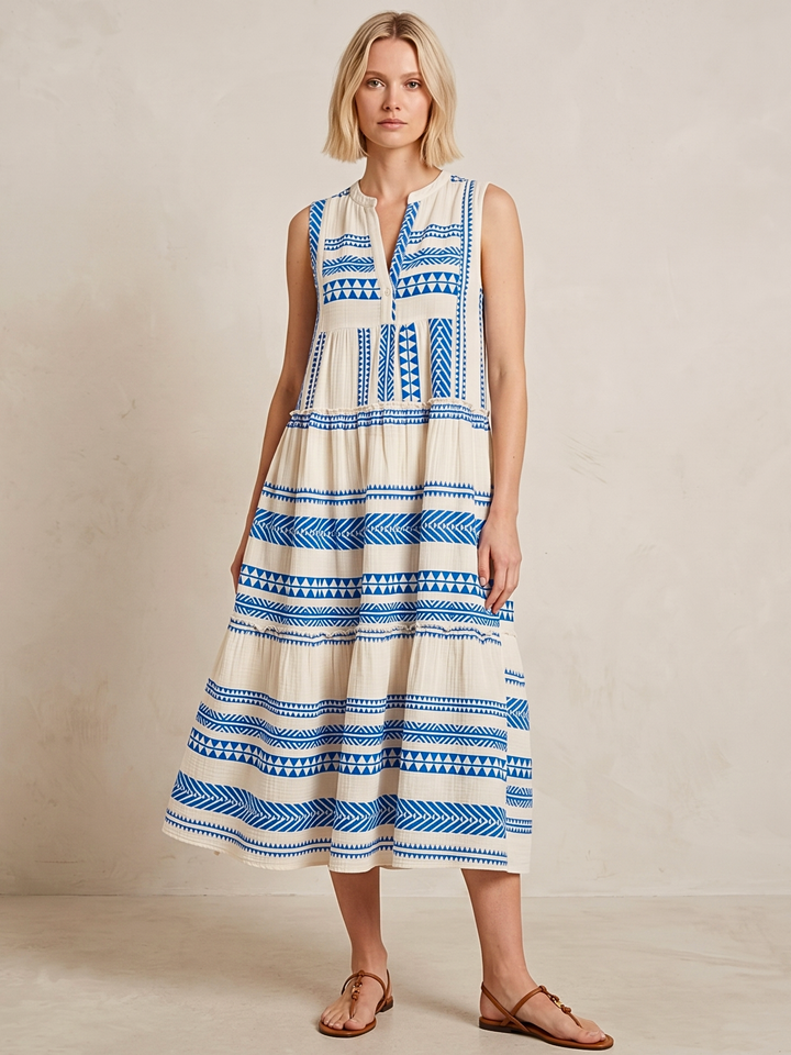 BALENCIA TIERED SLEEVELESS MAXI DRESS
