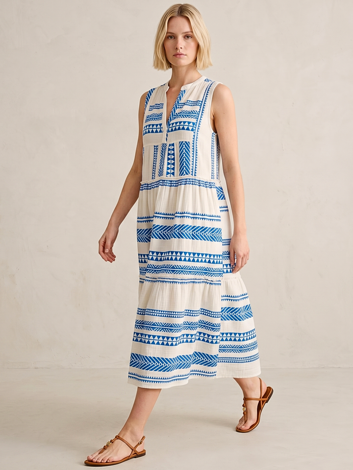 BALENCIA TIERED SLEEVELESS MAXI DRESS