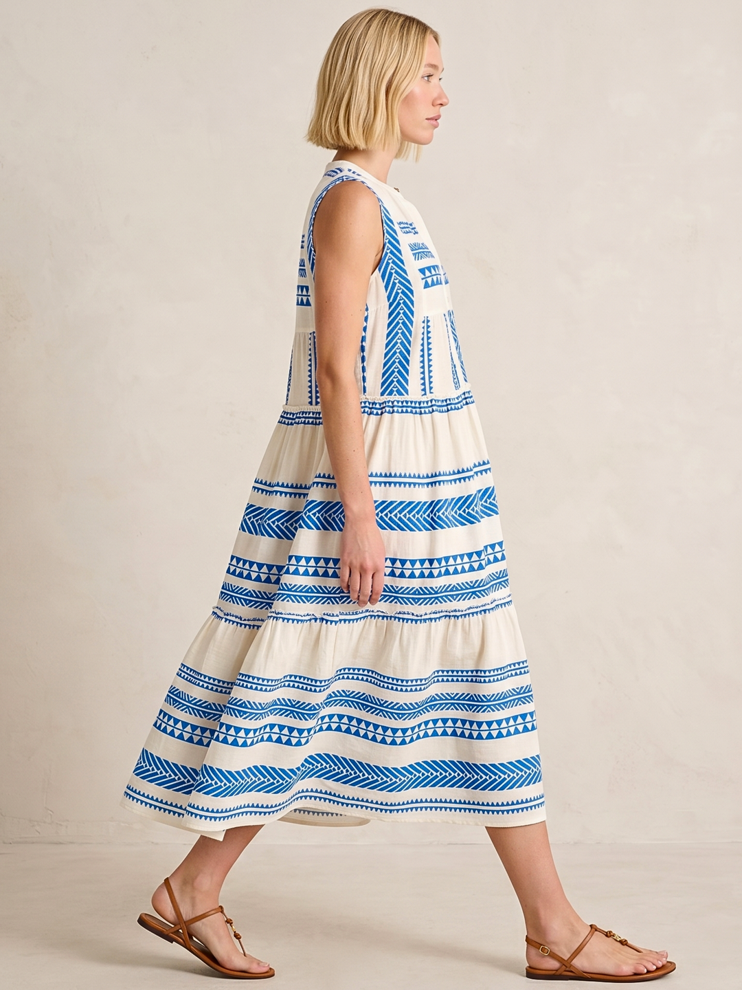 BALENCIA TIERED SLEEVELESS MAXI DRESS
