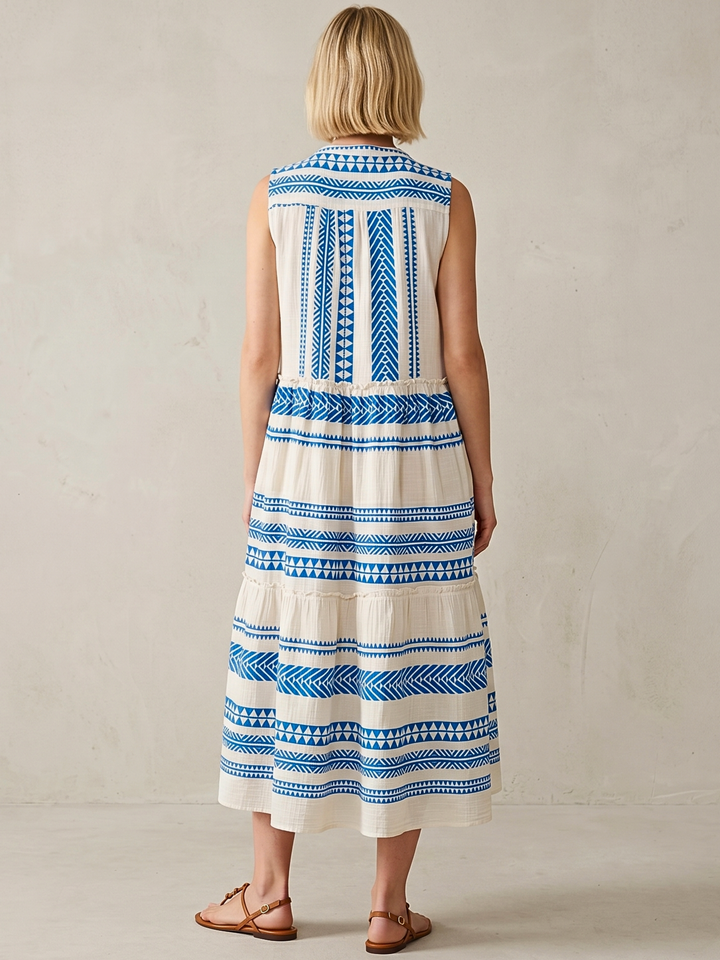 BALENCIA TIERED SLEEVELESS MAXI DRESS