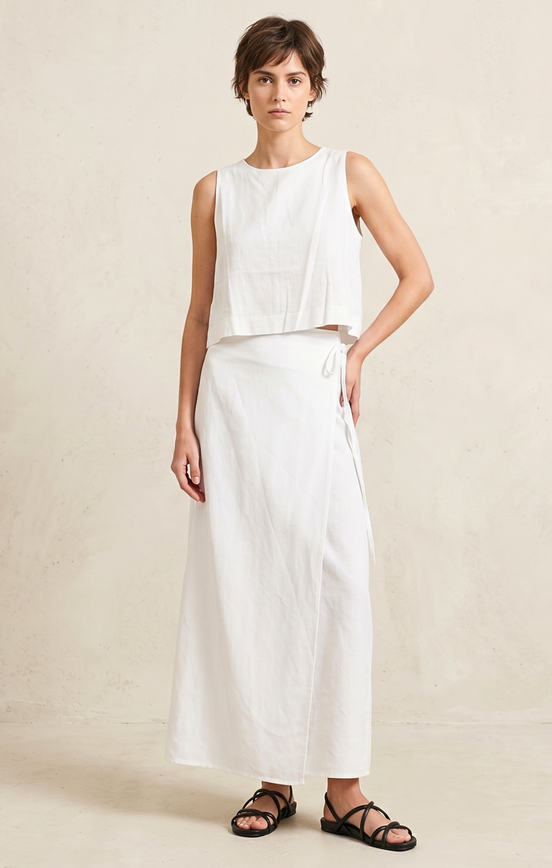 BEATRICE MAXI LINEN WRAP SKIRT