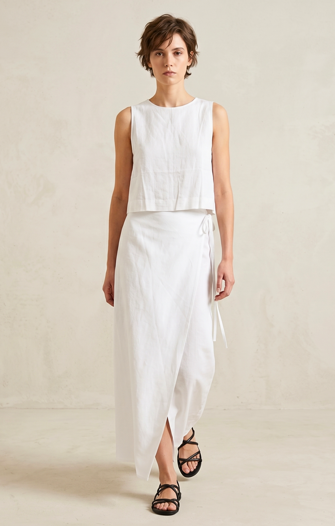 BEATRICE MAXI LINEN WRAP SKIRT