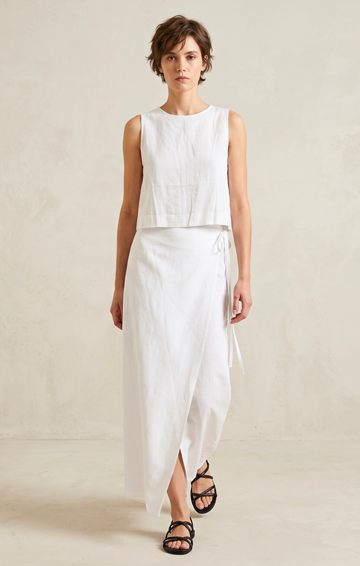 BEATRICE MAXI LINEN WRAP SKIRT