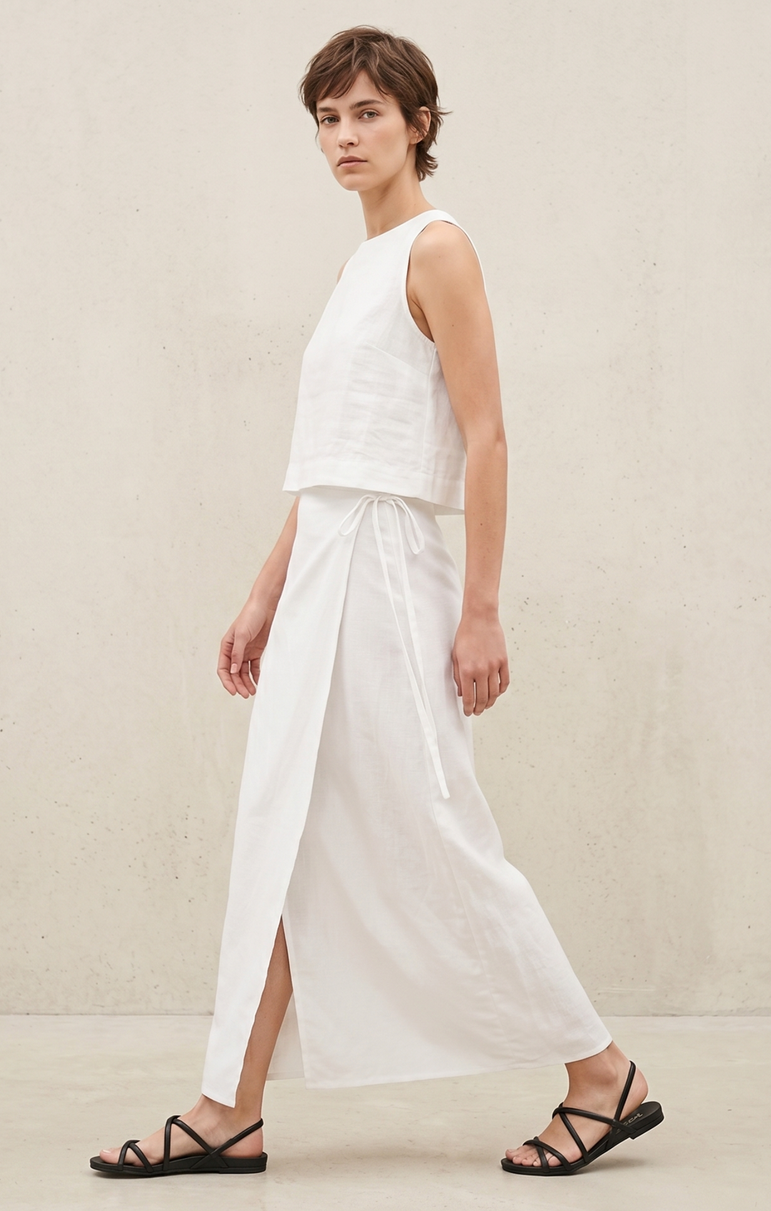 BEATRICE MAXI LINEN WRAP SKIRT