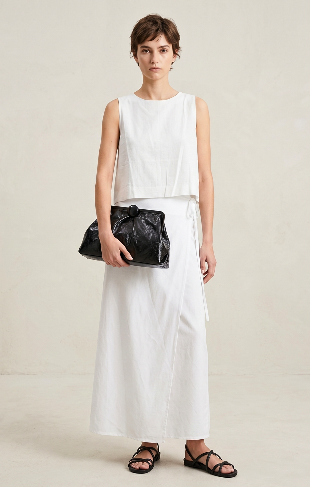 BEATRICE MAXI LINEN WRAP SKIRT