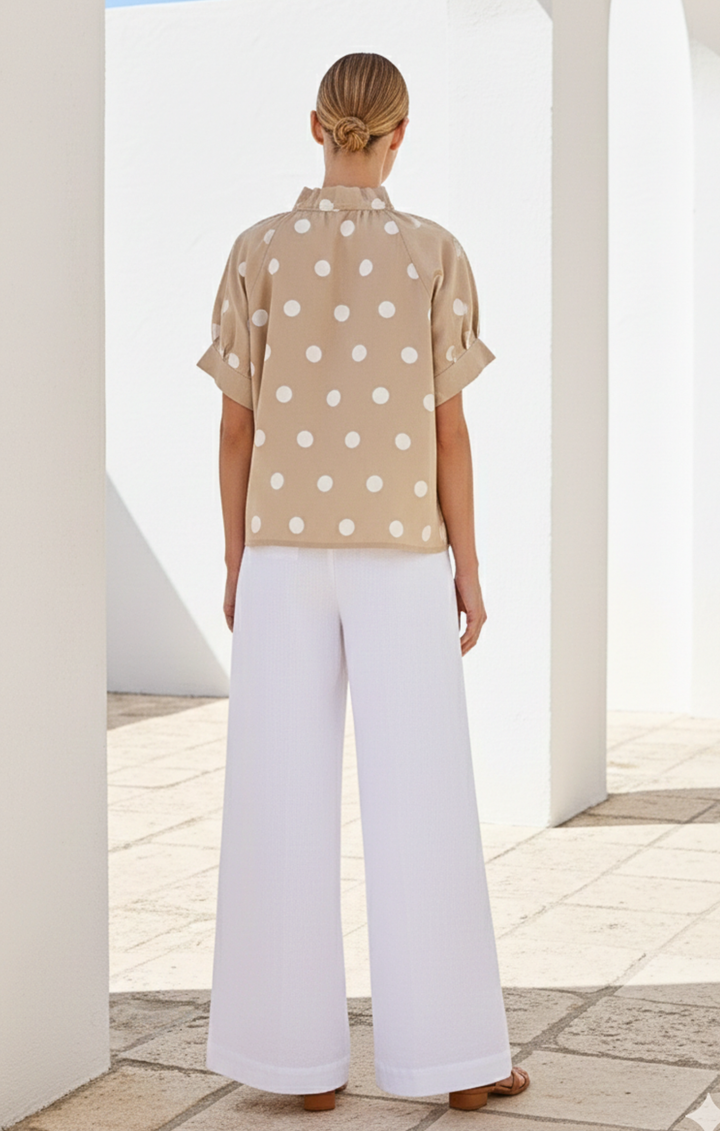 Blake Gathered V-Neckline and Pieced Ruffle Detail