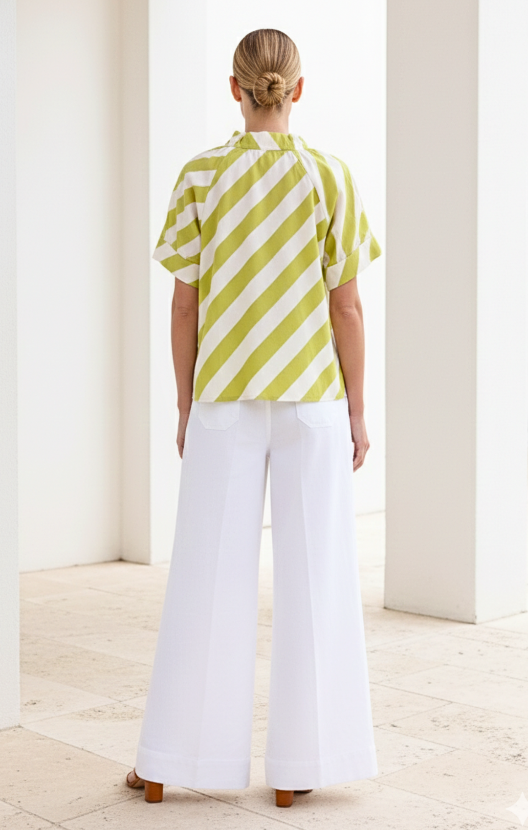 Blake Gathered V-Neckline and Pieced Ruffle Detail