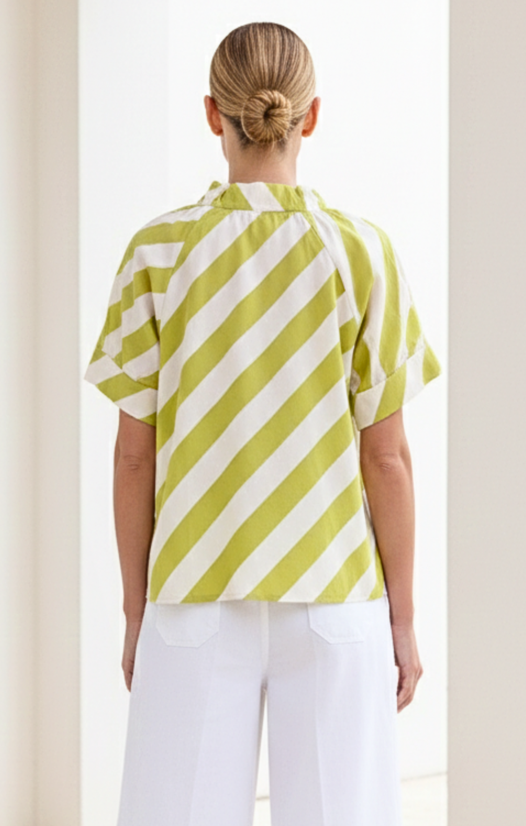 Blake Gathered V-Neckline and Pieced Ruffle Detail