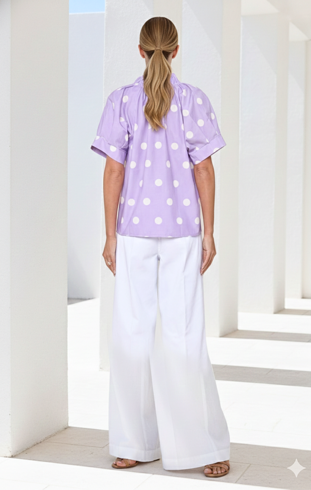 Blake Gathered V-Neckline and Pieced Ruffle Detail