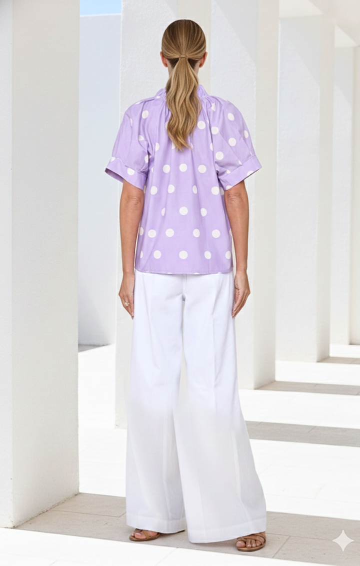 Blake Gathered V-Neckline and Pieced Ruffle Detail