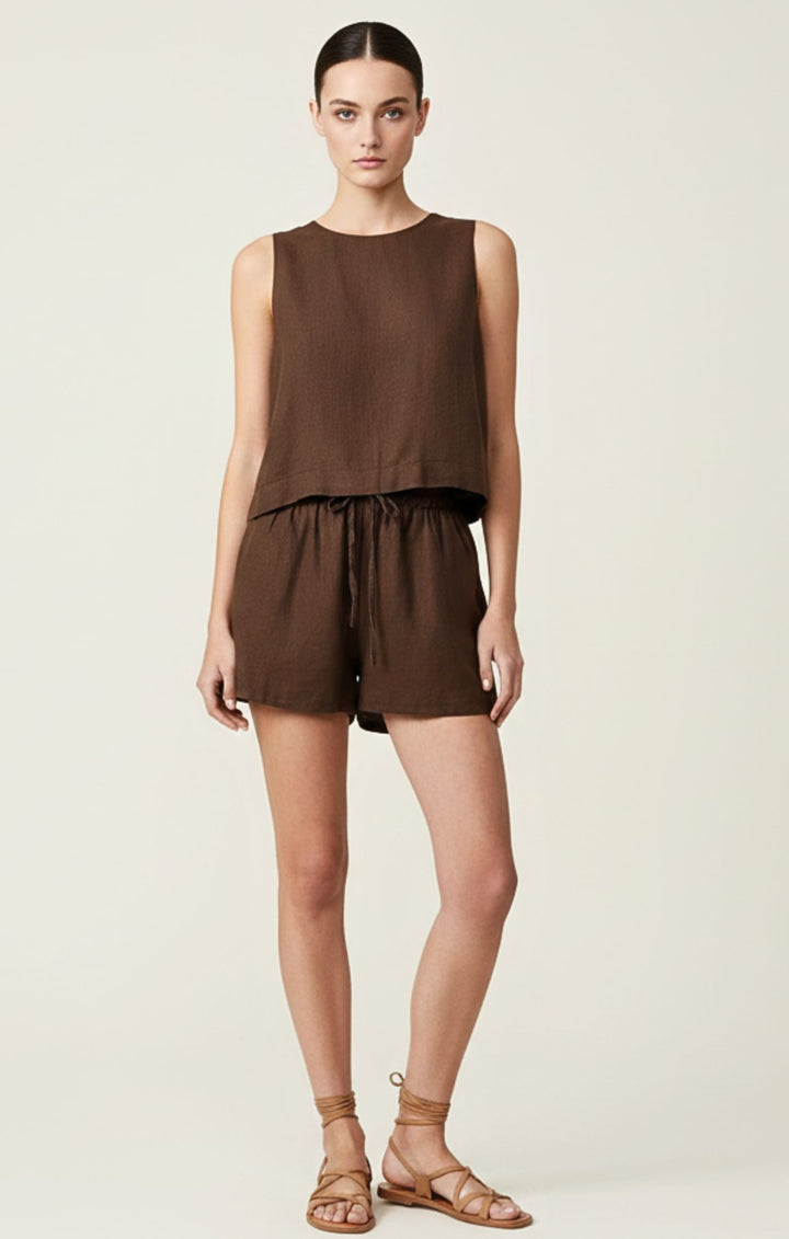 Agatha Italian Linen Cotton Blend Tank