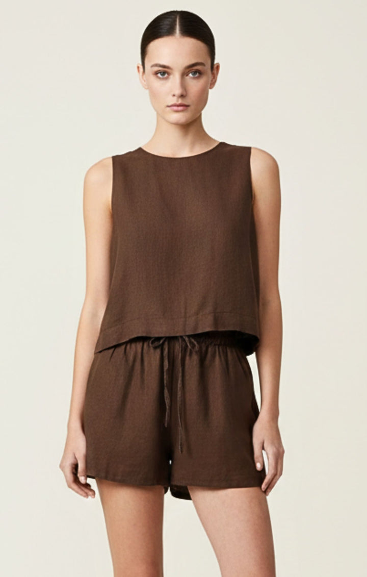 Agatha Italian Linen Cotton Blend Tank