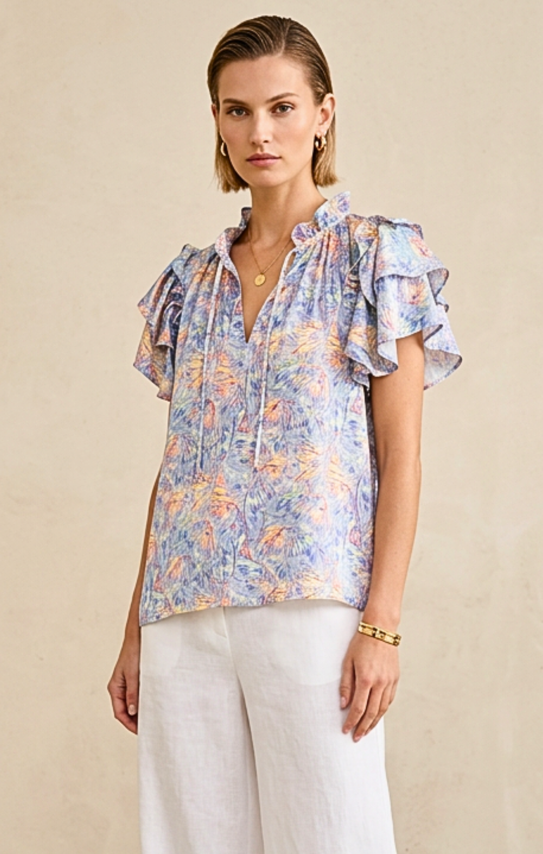 Cali Ruffle Sleeve Top