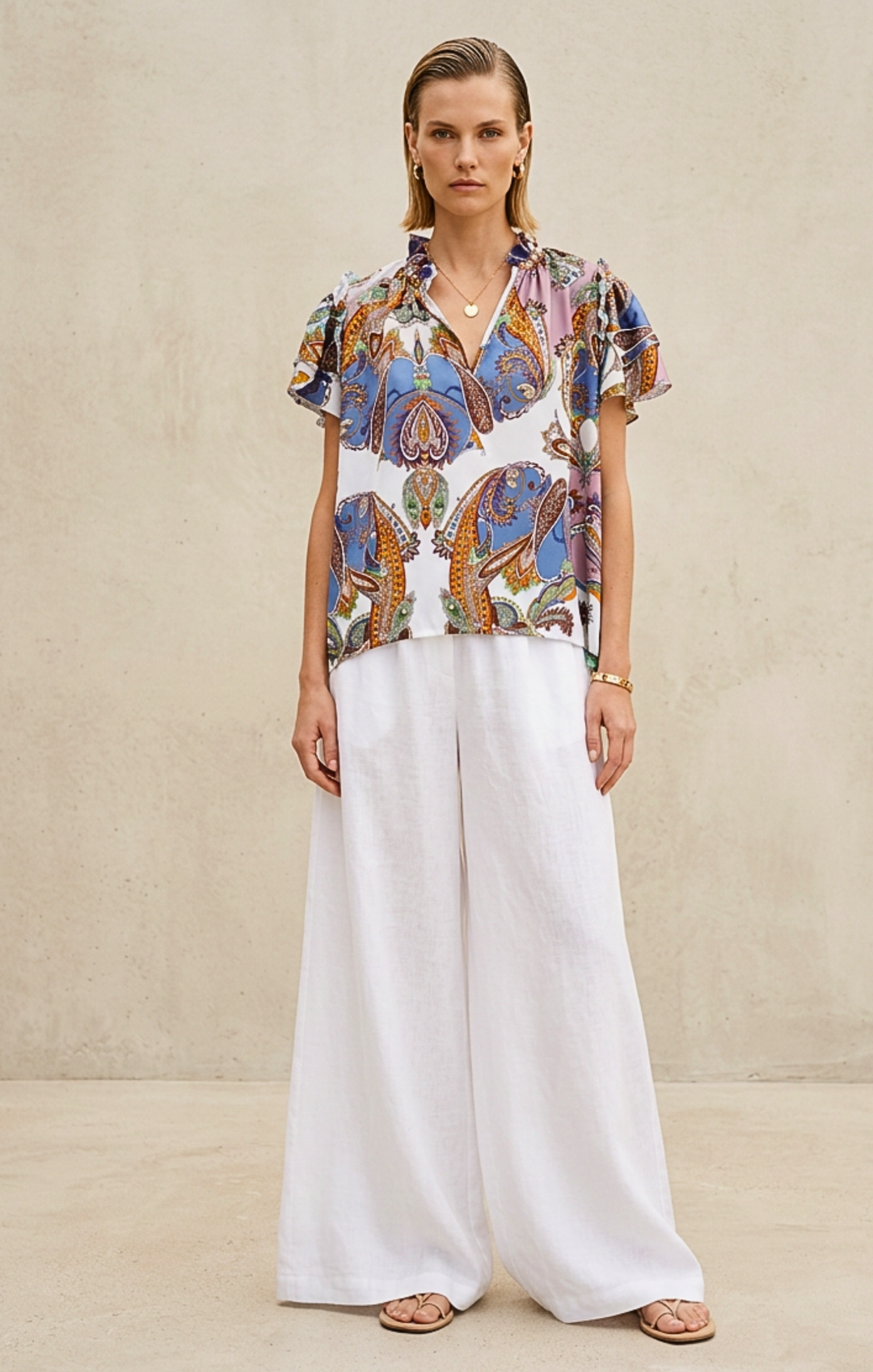 Cali Ruffle Sleeve Top