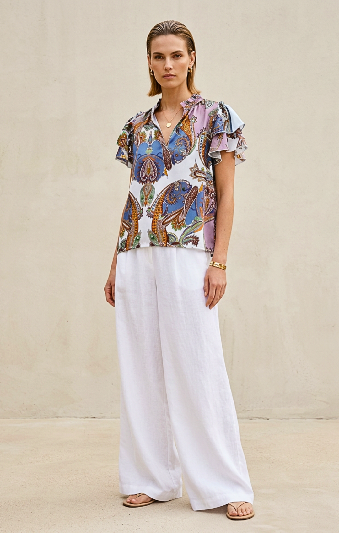 Cali Ruffle Sleeve Top