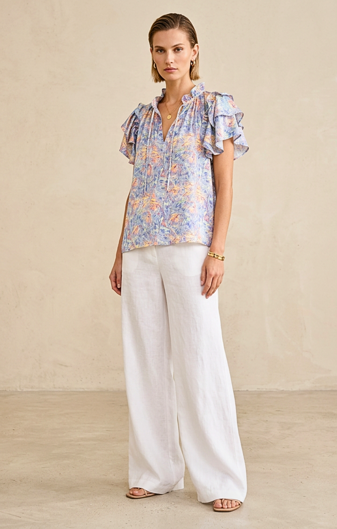 Cali Ruffle Sleeve Top