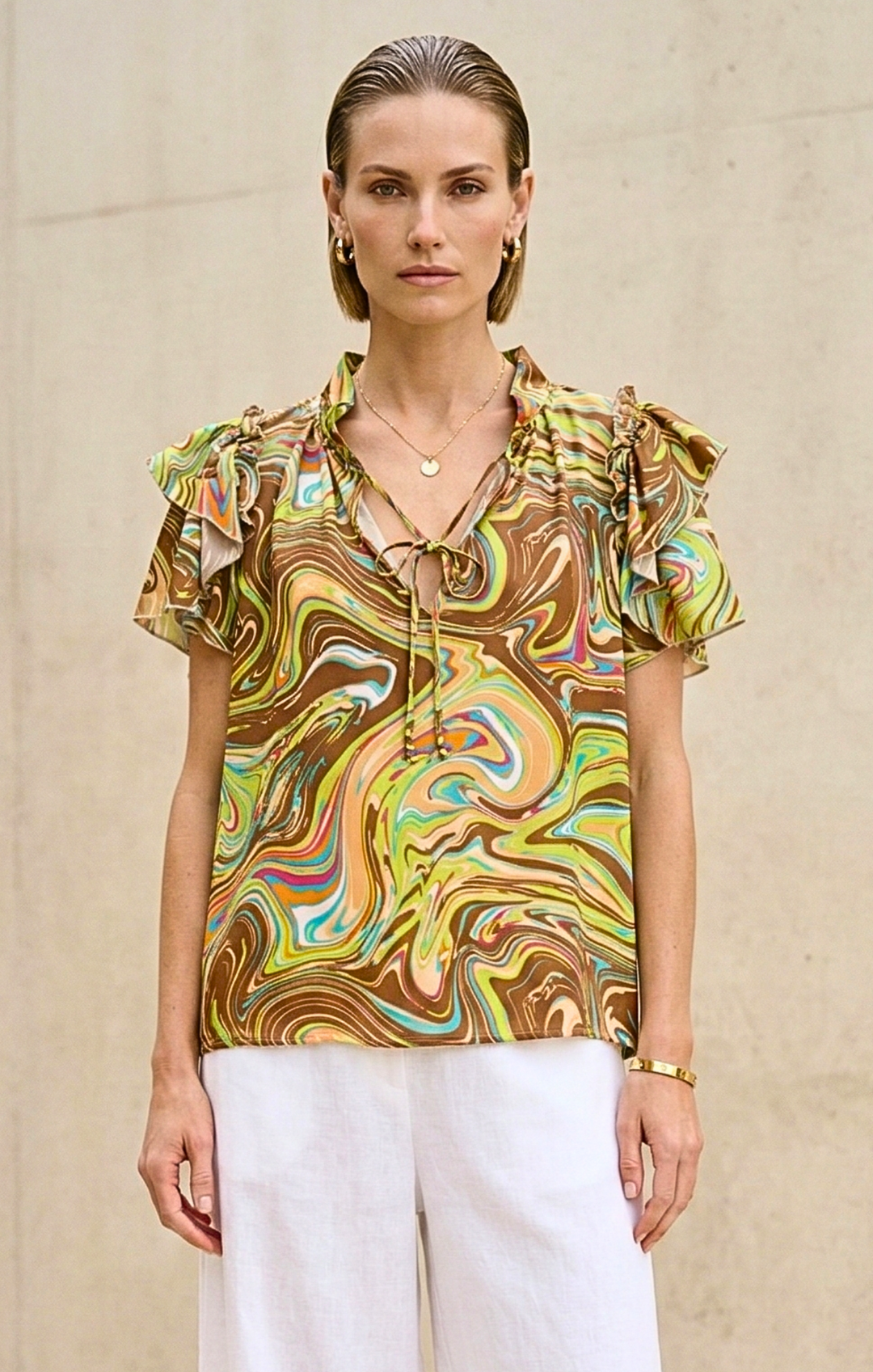 Cali Ruffle Sleeve Top