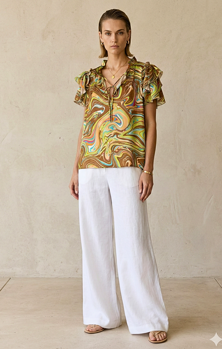 Cali Ruffle Sleeve Top
