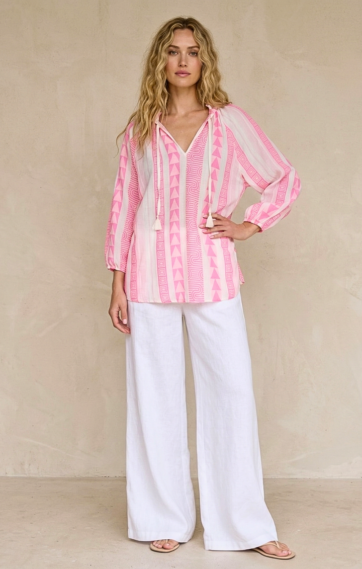 CLAIRE BOHO-CHIC JACQUARD TUNIC TOP