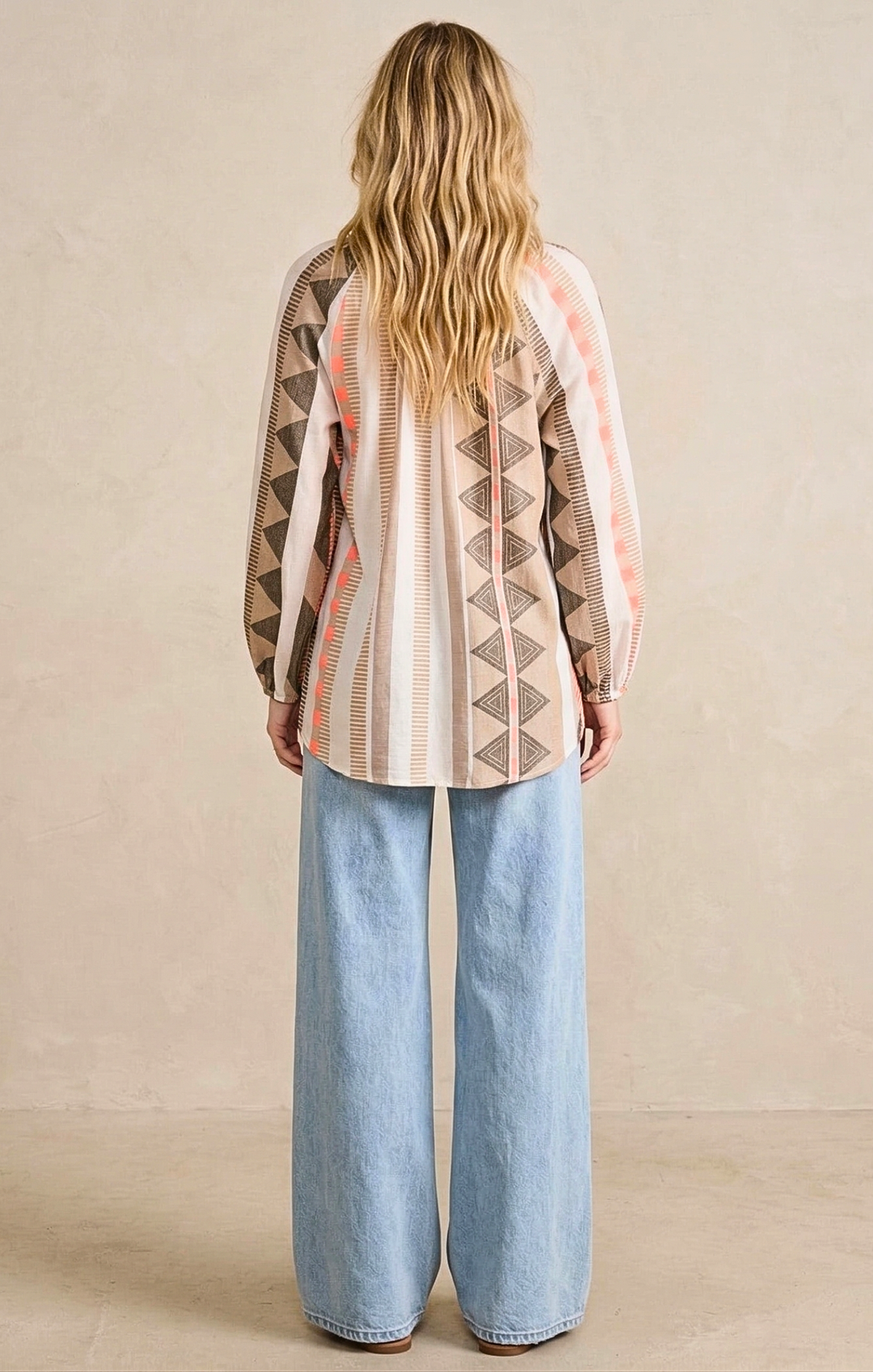 CLAIRE BOHO-CHIC JACQUARD TUNIC TOP