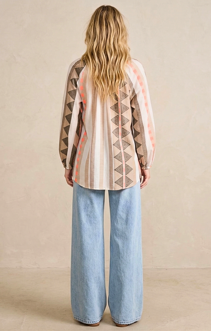 CLAIRE BOHO-CHIC JACQUARD TUNIC TOP