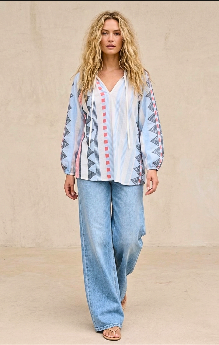 CLAIRE BOHO-CHIC JACQUARD TUNIC TOP